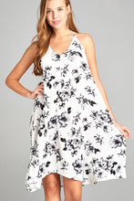 Asymmetric Open Back Halter Neck Floral Dress