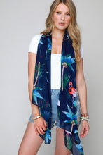 Navy Tropical Flamingo Print Scarf