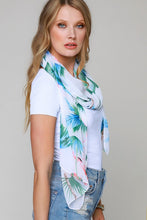 White Tropical Flamingo Print Scarf