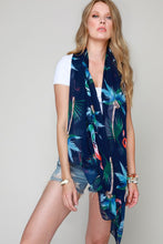 Navy Tropical Flamingo Print Scarf