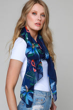 Navy Tropical Flamingo Print Scarf