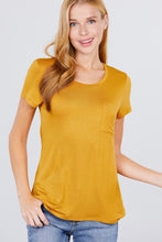 Short Sleeve Scoop Neck Top With Pocket