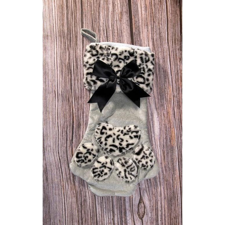 Ready To Ship | Leopard/Ribbon Paw Print Stocking