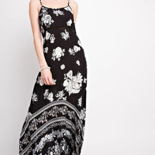 Black White Spaghetti Strap Cutout Maxi Dress