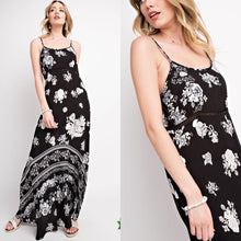 Black White Spaghetti Strap Cutout Maxi Dress
