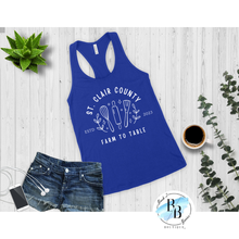 St. Clair County Farm to Table Merchandise - Plant Logo - Relaxed Fit Tank Top - White Ink