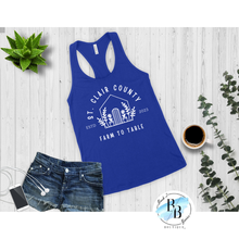 St. Clair County Farm to Table Merchandise - Plant Logo - Relaxed Fit Tank Top - White Ink