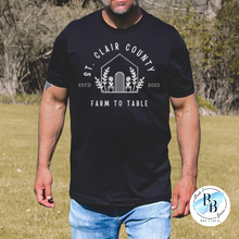 St. Clair County Farm to Table Merchandise - Plant Logo - Black with White Ink