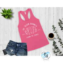 St. Clair County Farm to Table Merchandise - Plant Logo - Relaxed Fit Tank Top - White Ink