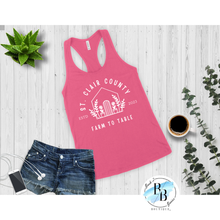 St. Clair County Farm to Table Merchandise - Plant Logo - Relaxed Fit Tank Top - White Ink