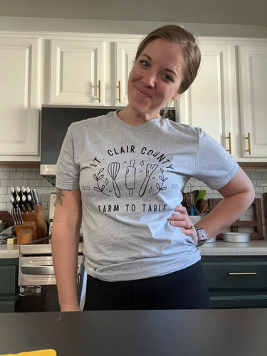 St. Clair County Farm to Table Merchandise - Baker/Maker Logo - Gray with Black Ink