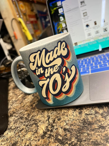 Made In The 70's Blue Gradient Glitter 10oz Mug