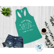 St. Clair County Farm to Table Merchandise - Plant Logo - Relaxed Fit Tank Top - White Ink