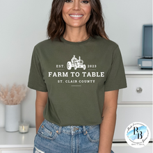 St. Clair County Farm to Table Merchandise - Tractor Logo - Military Green with White Ink