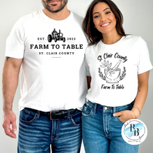 St. Clair County Farm to Table Merchandise - Apothecary Logo - White with Black Ink