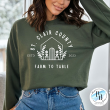 St. Clair County Farm to Table Merchandise - Plant Logo - Military Green with White Ink