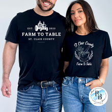 St. Clair County Farm to Table Merchandise - Apothecary Logo - Black with White Ink