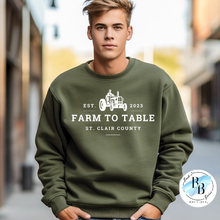 St. Clair County Farm to Table Merchandise - Tractor Logo - Military Green with White Ink