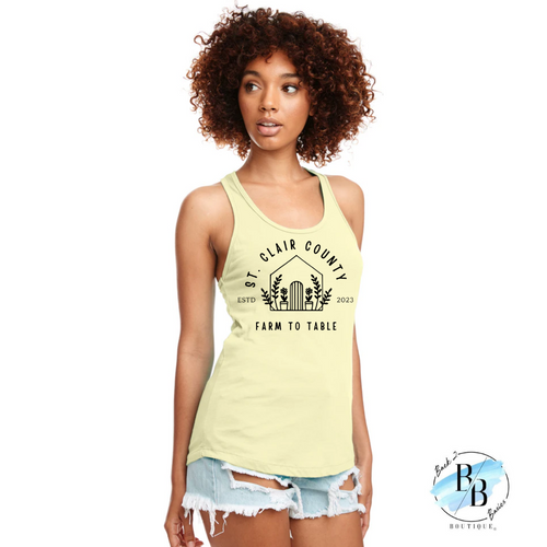 St. Clair County Farm to Table Merchandise -Plant Logo - Tank Top - Black Ink