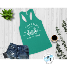 St. Clair County Farm to Table Merchandise - Plant Logo - Relaxed Fit Tank Top - White Ink