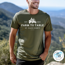 St. Clair County Farm to Table Merchandise - Tractor Logo - Military Green with White Ink