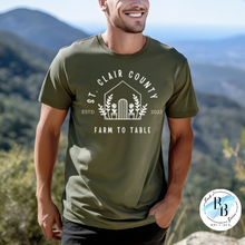 St. Clair County Farm to Table Merchandise - Plant Logo - Military Green with White Ink