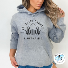 St. Clair County Farm to Table Merchandise - Plant Logo - Gray with Black Ink