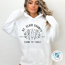 St. Clair County Farm to Table Merchandise - Baker/Maker Logo - White with Black Ink