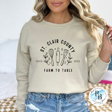 St. Clair County Farm to Table Merchandise - Baker/Maker Logo - Sand with Black Ink