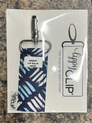 Navy Brushstrokes LippyClip® Lip Balm Holder