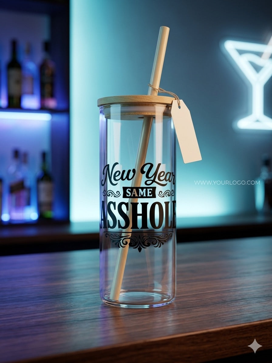 New Year Same Asshole Glass Tumbler