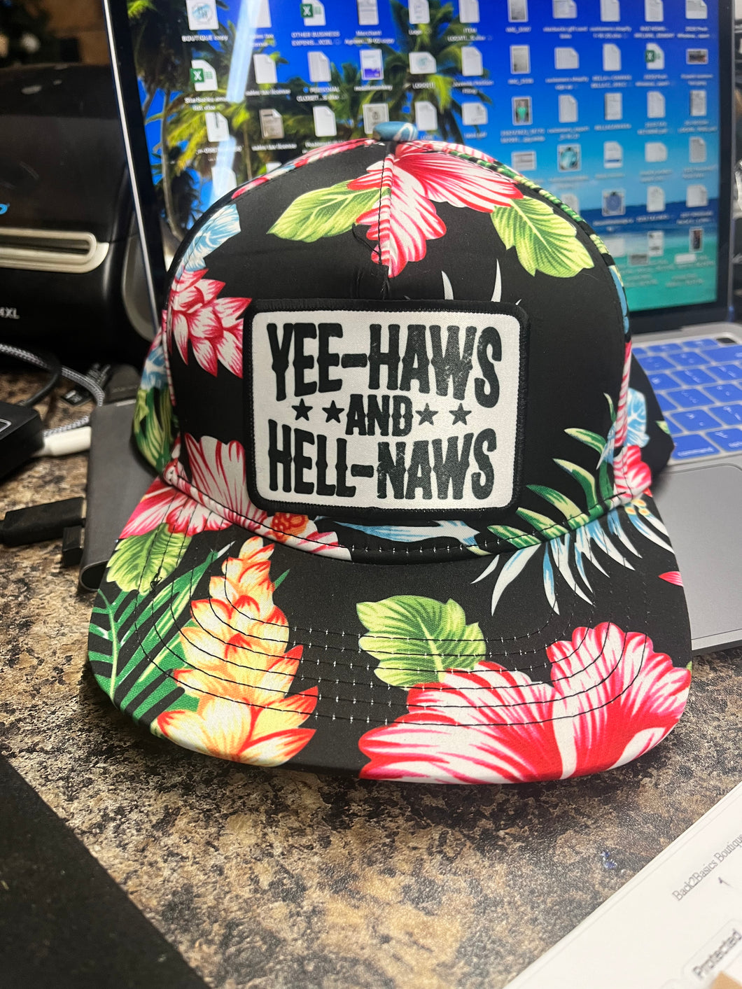 Yee-Haws and Hell-Naws Floral Baseball Hat