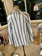 Rayon Blue White Striped Long Sleeve Blouse