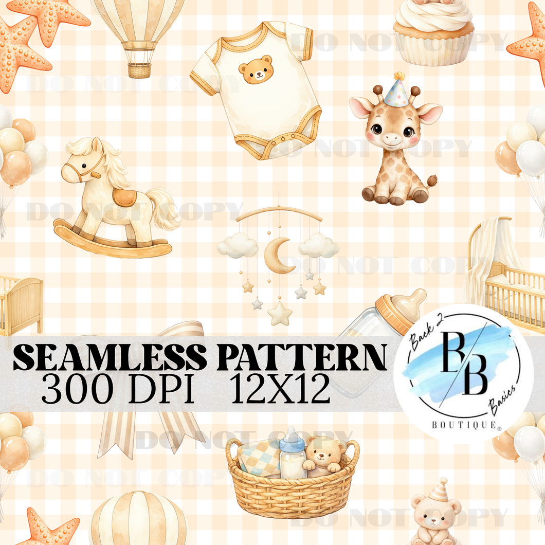 Neutral Seamless Baby Shower Pattern