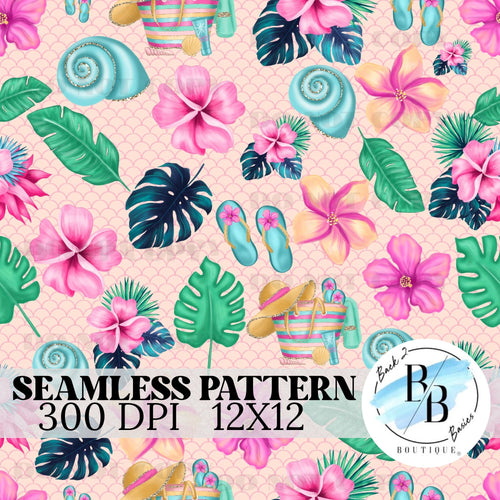 Tropical Beach Seamless Pattern