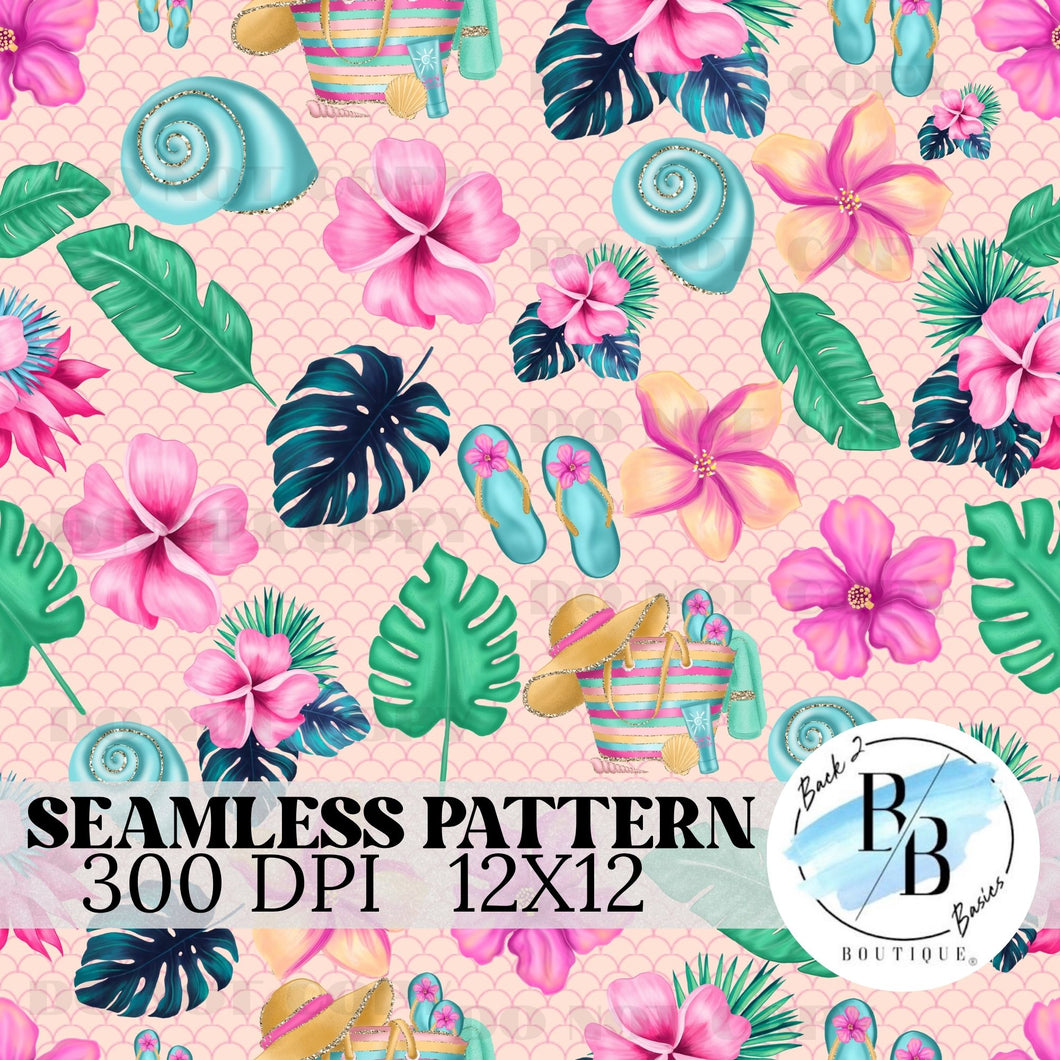 Tropical Beach Seamless Pattern