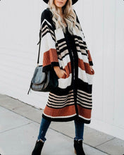 Striped Open Cardigan With Bell Sleeves