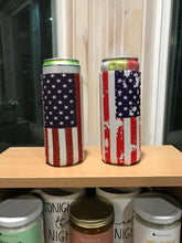 American Flag Tall Slim Can Koozie