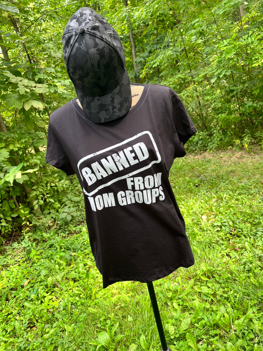 Banned From Mom Groups - Round Neck Tee