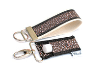 LippyClip® Keychain - Leopard with Black Border - Natural