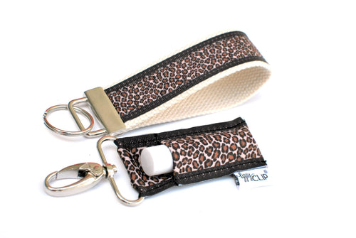 LippyClip® Keychain - Leopard with Natural Border