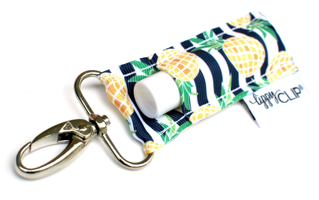 LippyClip® Navy and White Stripes with Pineapples