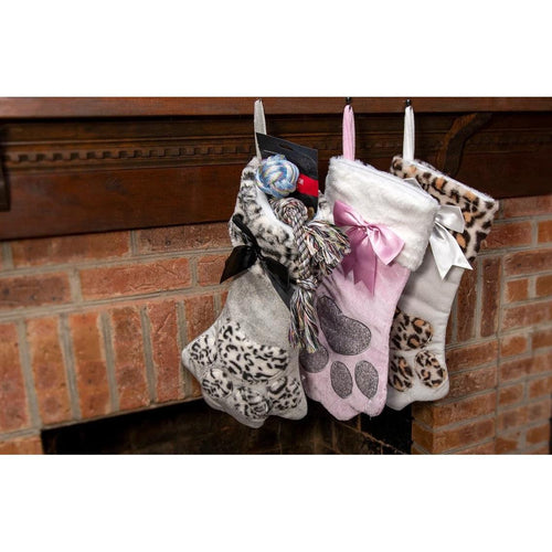 Ready To Ship | Leopard/Ribbon Paw Print Stocking