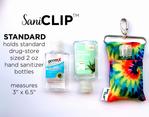 SaniClip™ Hand Sanitizer Bottle Holder - Black & White Stripes Gold Dots