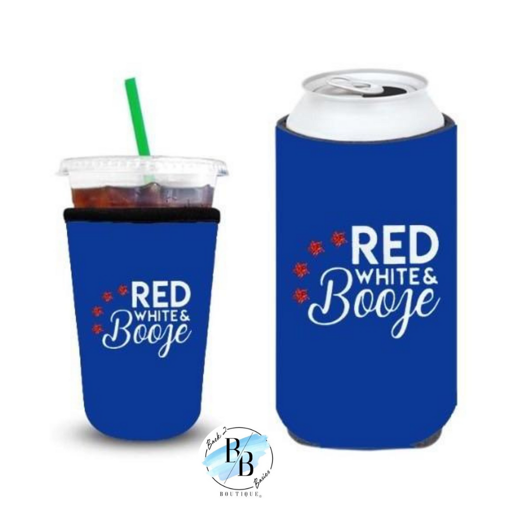 Red White & Booze Tall Slim Can Koozie