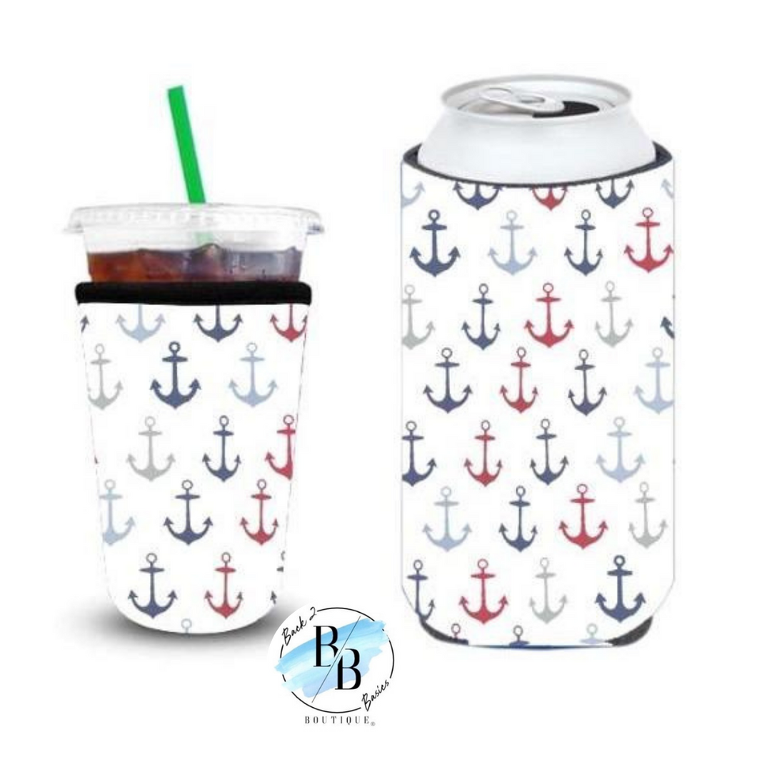 Anchors Away Tall Slim Can Koozie