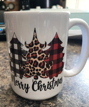 Merry Christmas Leopard Plaid Coffee Mug 15 oz.