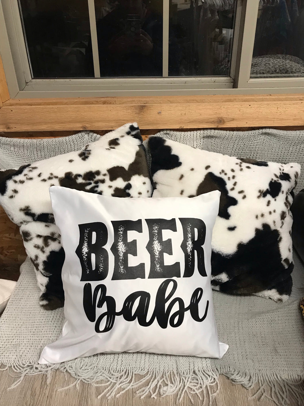 Beer Babe Throw Pillow