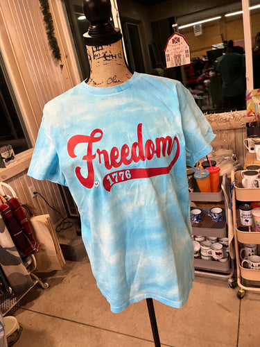 Freedom Light Blue Tie Dye Short Sleeve Tee