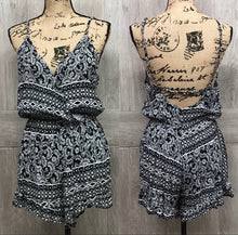 Black White Aztec Sleeveless Romper 100% Rayon